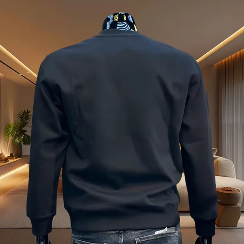 Black Letter Printed Mens Hoodie Classic Crewneck Long Sleeve Pullover Sweatshirt Autumn Spring Casual Warm Fashion Daily Wear