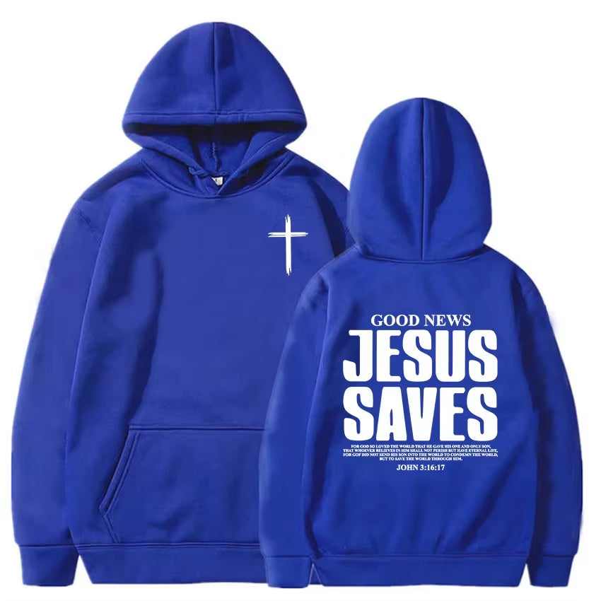 New Jesus Saves John Gospel Printed Christian Bible Adult Men'S Wear Outdoor Daily Loose Comfort Warm Autumn Winter Hoodie
