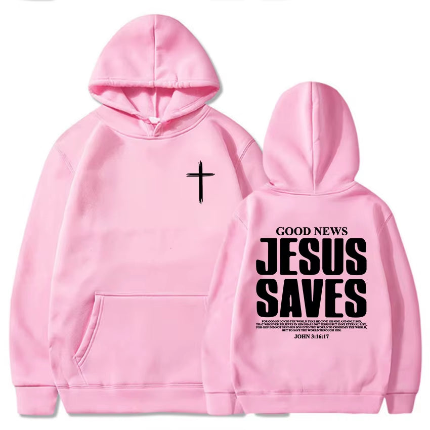 New Jesus Saves John Gospel Printed Christian Bible Adult Men'S Wear Outdoor Daily Loose Comfort Warm Autumn Winter Hoodie