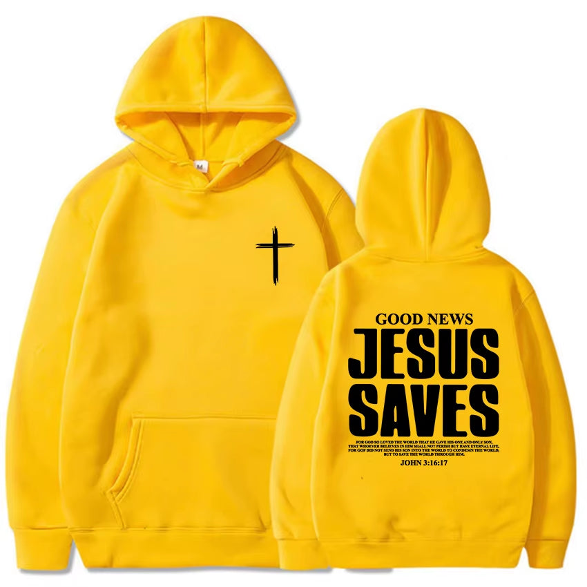 New Jesus Saves John Gospel Printed Christian Bible Adult Men'S Wear Outdoor Daily Loose Comfort Warm Autumn Winter Hoodie