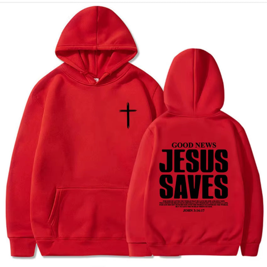 New Jesus Saves John Gospel Printed Christian Bible Adult Men'S Wear Outdoor Daily Loose Comfort Warm Autumn Winter Hoodie